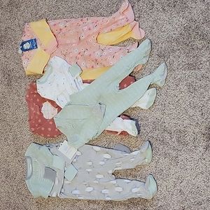 (7) 3-6 Month Baby Girl Sleepers